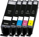 Inkmaster  Cartridges voor Canon PGI-525 XL / CLI-526 XL  Multipack van 5 cartridges met CHIP voor Pixma IP4800, IP4850, IP4950, IX6550, MG5150, MG5200, MG5250, MG5300, MG5320, MG5