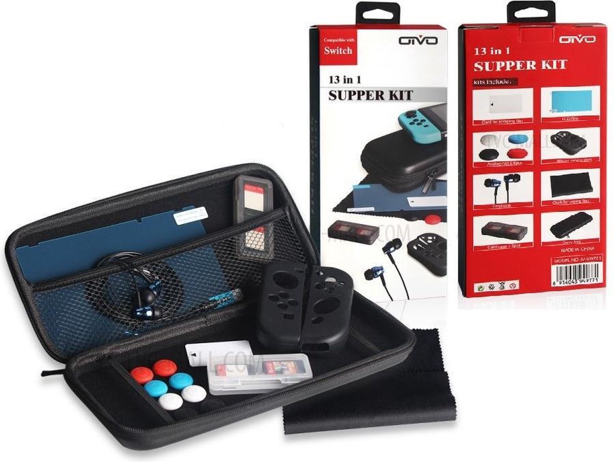 Accessoires set voor Nintendo Switch - 13 delig - incl. hardcase & screenprotector - beschermhoes