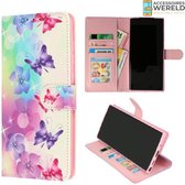 Bookcase Bloemen en Vlinders Roze  - Samsung Galaxy A41  - Portemonnee hoesje