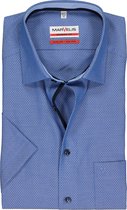 MARVELIS Modern Fit overhemd - korte mouw - donkerblauw structuur (contrast) - Strijkvrij - Boordmaat: 40