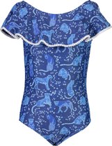 Snapper Rock - Badpak Off-Shoulder voor meisjes - Cheetah Frill - Blauw