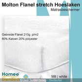Molton Flanel Stretch Hoeslaken 210g. p/m2 - Wit