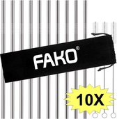 Fako Bijoux® - RVS Rietjes - 10 Stuks - Recht - 21 cm - 3 Schoonmaakborsteltjes