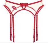 Jarretelgordel Rood met geborduurde mond Nathalie