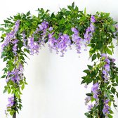 Glycine de Luxe avec Feuilles - Fleurs artificielles Suspendues - Décoration - Décoration de Fête - Fleurs artificielles - Violet
