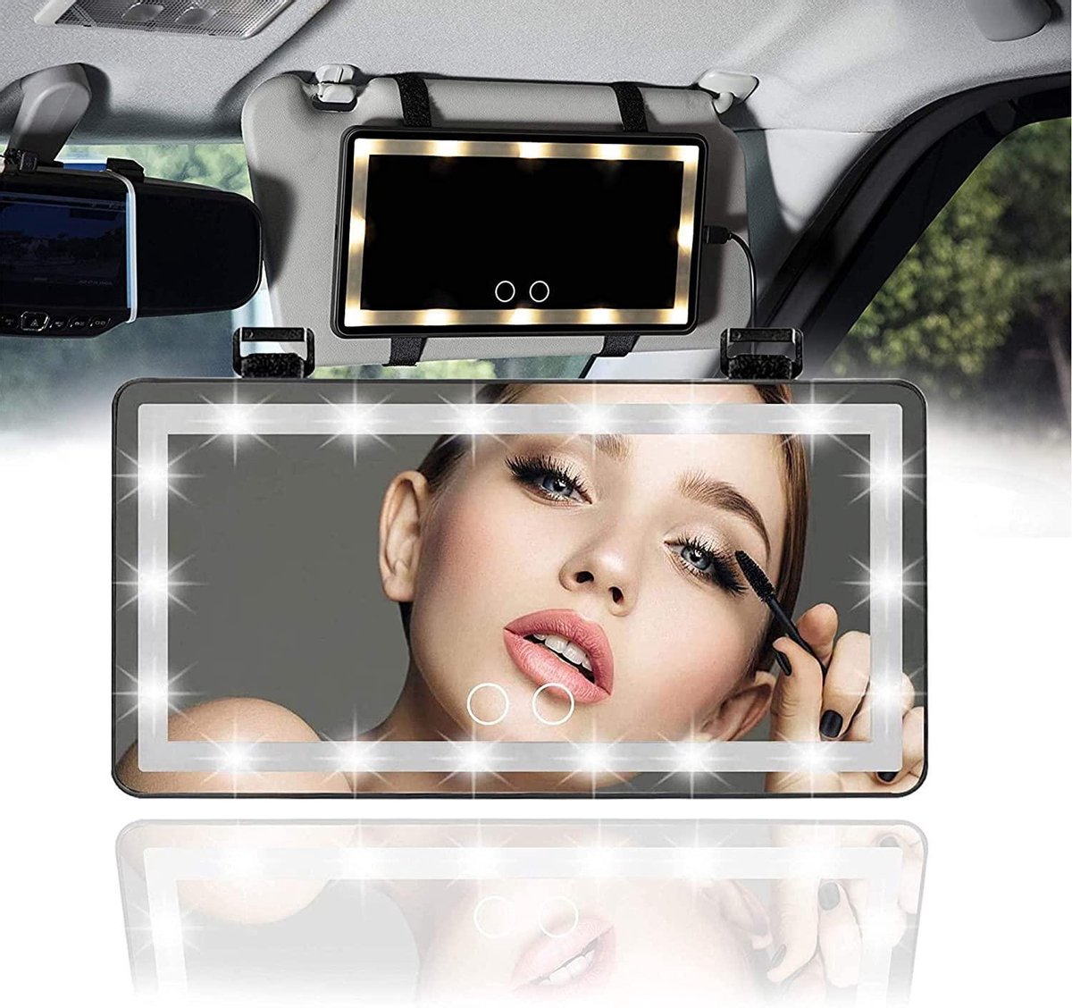 Blanc - Miroir de courtoisie pare-soleil de voiture, Pare-soleil  automobile, Miroirs de maquillage éclairés