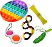 Pop it Fidget toys pakket set - Pop it - Pop All Up® - 5 Delig - Simple dimple - Pea popper - Mesh-and-marble fidget toy - Twister twist - Pop it regenboog