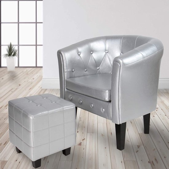 Zij zijn Collectief Graan Trend24 - Chesterfield zitstoel - Met voetenbankje - Lounge stoel - Set -  Kunstleer -... | bol.com