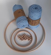Macramé Pakket- Diy Set - 2 x Macrame Garen-Houten ringen-Houten kralen