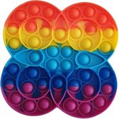 Dielay - Pop It - Fidget Toy - 14 cm - 4 Cirkels - Regenboog