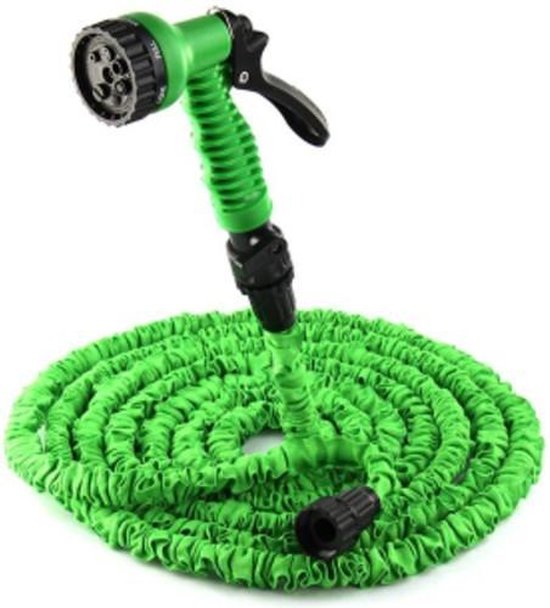 Navaris flexibele tuinslang 15 tot 30 meter - Rekbare waterslang - Inclusief sproeikop met 7 functies en kraanaansluiting - Groen Navaris flexibele tuinslang 15 tot 30 meter - Rekbare waterslang - Inclusief sproeikop met 7 functies en kraanaansluiting - Groen