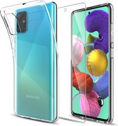 Silicone hoesje transparant met 2 Pack Tempered glas Screen Protector Geschikt voor: Samsung Galaxy A51