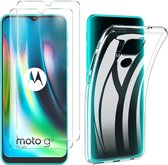 Silicone hoesje transparant met 2 Pack Tempered glas Screen Protector Geschikt voor: Motorola Moto G9 Play