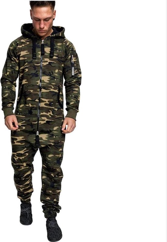 Mannen Camouflage Huispak - Pyjama - Jumpsuit - Onesie- Maat M