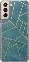 Samsung Galaxy S21 Plus siliconen hoesje - Abstract blauw - Soft Case Telefoonhoesje - Blauw - Print