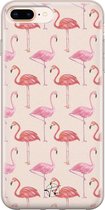 iPhone 8 Plus/7 Plus hoesje - Flamingo - Soft Case Telefoonhoesje - Print - Roze