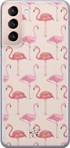 Samsung Galaxy S21 Plus siliconen hoesje - Flamingo - Soft Case Telefoonhoesje - Roze - Print