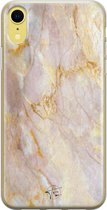 Hoesje geschikt voor iPhone XR - Stay Golden Marble - Soft Case - TPU - Marmer - Goud - ELLECHIQ
