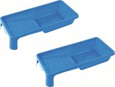 4x stuks verfbakjes voor verfrollers/lakrollers blauw tot 10 cm - verfspullen / schildersbenodigdheden