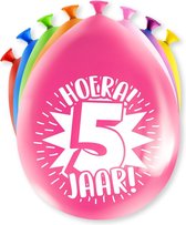 Ballonnen Hoera 5 jaar 8 stuks 20 cm