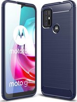 Mobigear Hoesje geschikt voor Motorola Moto G30 Telefoonhoesje Flexibel TPU | Mobigear Brushed Slim Backcover | Moto G30 Case | Back Cover - Blauw