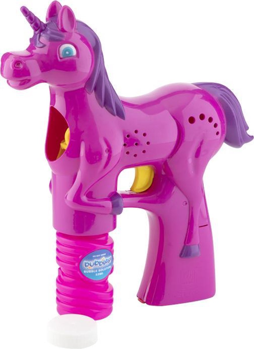 Pistolet à bulles Grafix Unicorn - avec lumière et son - 60 ml de