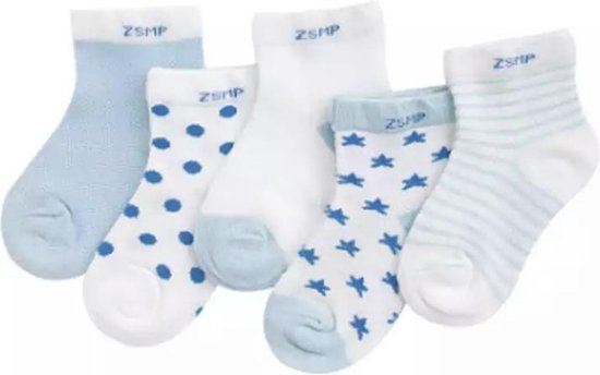 5 paar New born Baby sokken - set babysokjes - 0-6 maanden - blauwe - | bol.com
