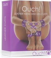 Leather Hand And Legcuffs - Purple - Bondage Toys - Cuffs