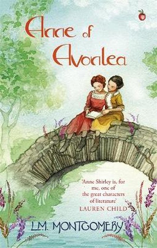 Boek 'Anne of Avonlea' met op de cover twee meisjes op een stenen brug, geschreven door L.M. Montgomery.