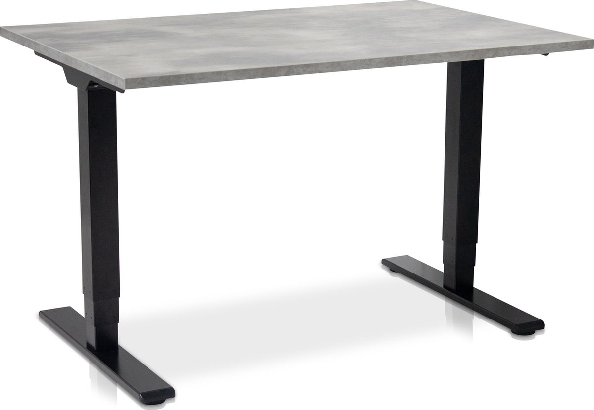 Multi Ratio Zit-sta bureau elektrisch verstelbaar - MRC COMFORT NEN-EN 527 | 140 x 80 cm | frame zwart - blad betonlook | 130 cm hoog | 100KG draagvermogen Zwart frame
