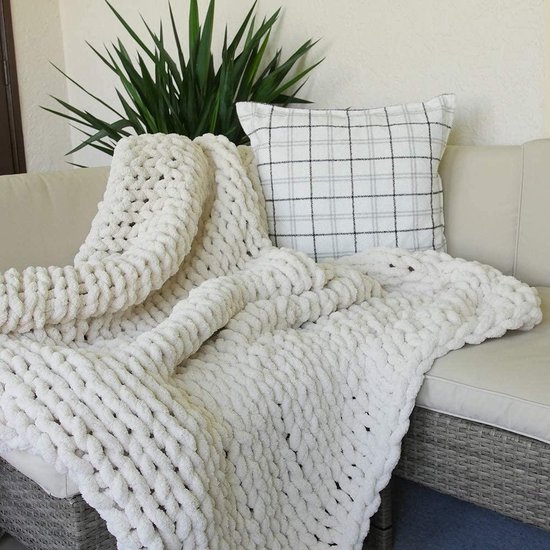 Weighted blanket - Chenille Chunky - Gebreide Deken - Snuggle - kamer... | bol.com