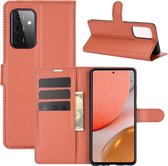 Samsung Galaxy A72 hoesje - MobyDefend Kunstleren Wallet Book Case - Bruin - GSM Hoesje - Telefoonhoesje Geschikt Voor: Samsung Galaxy A72