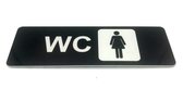 Deurbordje Toilet - WC bordjes – Tekstbord WC – Toilet bordje – Dames – Vrouw - Bordje – Zwart - Pictogram - Zelfklevend - 5 cm x 15 cm x 1,6 mm - 5 Jaar Garantie