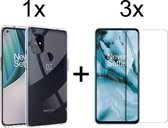 OnePlus Nord N10 5G hoesje siliconen case transparant hoesjes cover hoes - 3x OnePlus Nord N10 screenprotector