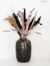 Milou - droogbloemenboeket | zwart - Roze | 85cm | Flouwer.nl