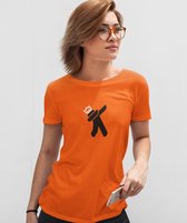 Oranje EK WK & Koningsdag T-Shirt Dab King (DAMES - MAAT XL) | Oranje Kleding | WK Feestkleding