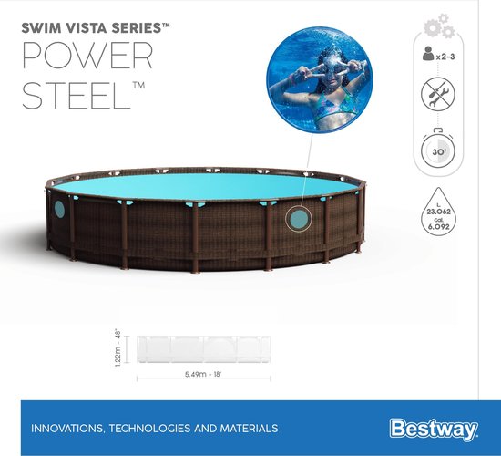 Power Steel Swim Vista ROND 549x122 cm - Zwembad Super Deal