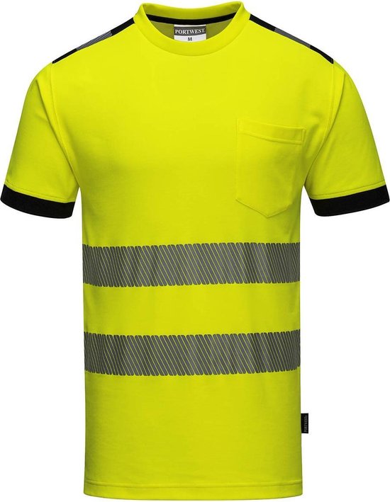 Portwest T181 PW3 Hi-Vis à manches courtes travail T-shirt-jaune/noir