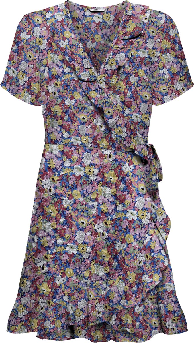 ONLY ONLNOVA LIFE S/S MERLE DRESS AOP WVN Dames Jurk - Maat M