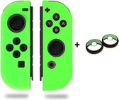 Gadgetpoint! | Nintendo Switch & Lite | Siliconen Joy-Con Controller Hoesjes + Thumbgrips (1 Set = 2 Thumbgrips) | Grip | Groen + Pokeballs