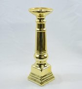 Glanzende kandelaar goud - 31 x 9 cm - aardewerk