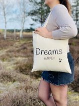 Katoenen tas naturel | Tassen dames | Shopper | Laptop tas | Dreams Happen