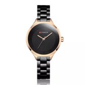 Curren | Horloge voor dames | Zwitsers Uurwerk | 34mm | Dames horloge | Zwart-Rosé