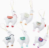 Winkrs - 6x Alpaca Hangers Kerstdecoratie - Lama Ornamenten voor in de Kerstboom
