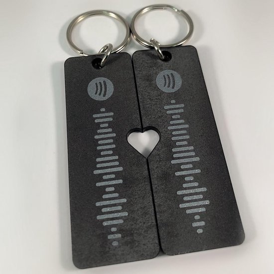 Topdrukte de 2 porte-clés cadeau promotionnel en forme de coeur avec code  Spotify en... | bol.com