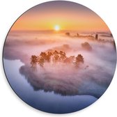 Dibond Wandcirkel - Zonnig Uitzicht - 50x50cm Foto op Aluminium Wandcirkel (met ophangsysteem)