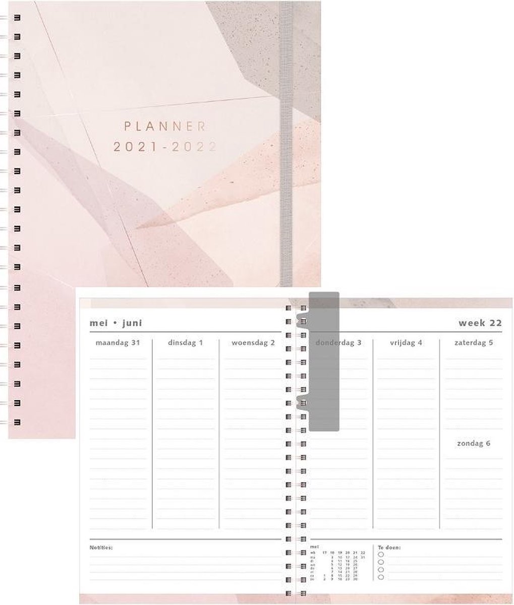 Hobbit schoolagenda 2021-2022 - A4 D5 - elastiek - ringband - 7 dagen over 2 pagina's - harde kaft m