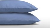 Set van 2 blauwe kussenslopen (kussensloop) KATOEN voor hoofdkussen van 60 x 70 cm (op het bed, cadeau idee!)