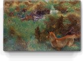 Peinture sur bois - Famille de canard tiges de renard - Bruno Liljefors - 30 x 19,5 cm - Tirage laque - Chef-d'œuvre verni à la main à afficher ou à accrocher