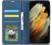 Luxe PU leren Bookcase voor Samsung Galaxy S21 Ultra | Hoogwaardig Leren Hoesje | Telefoonhoesje | Portemonnee | Blauw